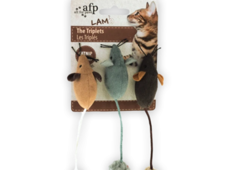 AFP Lambswool Triplets Catnip Mice Hot on Sale