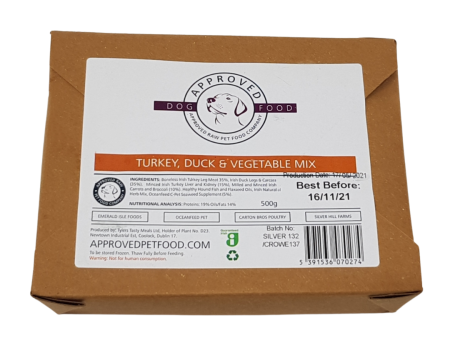 Approved Raw Dog Food Turkey, Duck and Vegetable Hot on Sale